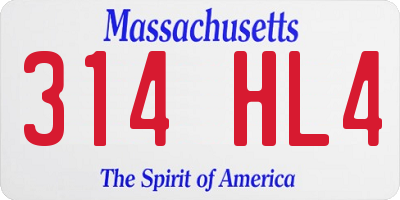 MA license plate 314HL4