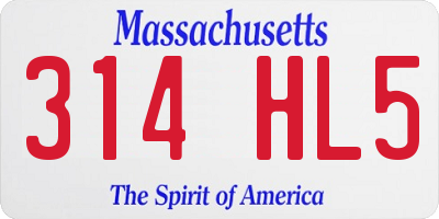 MA license plate 314HL5