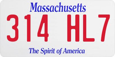 MA license plate 314HL7
