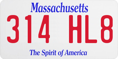 MA license plate 314HL8