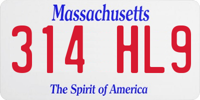 MA license plate 314HL9