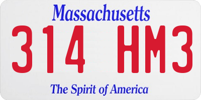 MA license plate 314HM3
