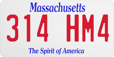MA license plate 314HM4