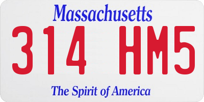 MA license plate 314HM5