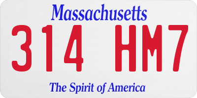 MA license plate 314HM7