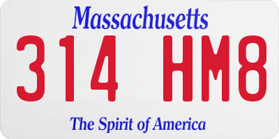 MA license plate 314HM8