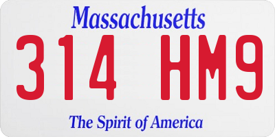 MA license plate 314HM9