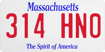 MA license plate 314HN0