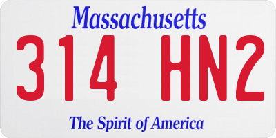 MA license plate 314HN2