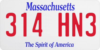 MA license plate 314HN3