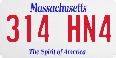 MA license plate 314HN4