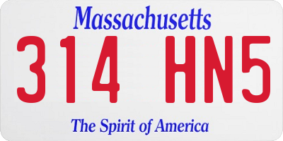 MA license plate 314HN5