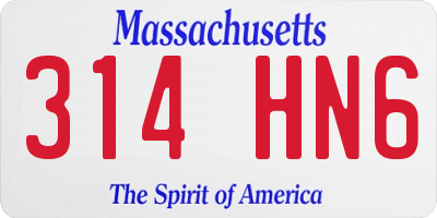 MA license plate 314HN6