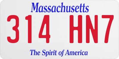 MA license plate 314HN7