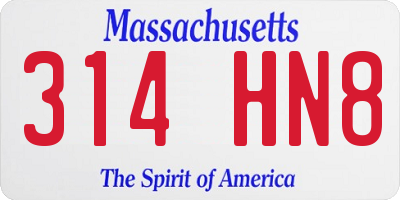 MA license plate 314HN8
