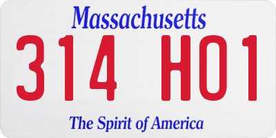 MA license plate 314HO1
