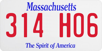 MA license plate 314HO6