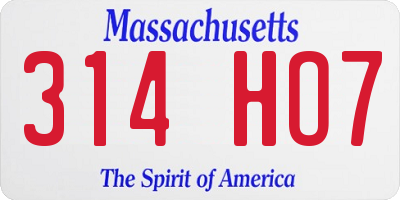 MA license plate 314HO7