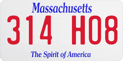 MA license plate 314HO8