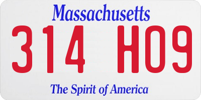 MA license plate 314HO9