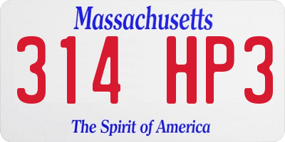 MA license plate 314HP3