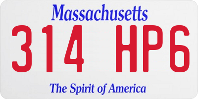 MA license plate 314HP6