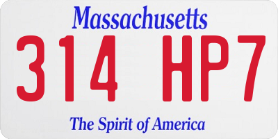 MA license plate 314HP7