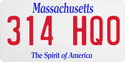 MA license plate 314HQ0