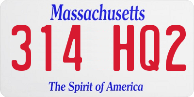 MA license plate 314HQ2