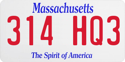 MA license plate 314HQ3