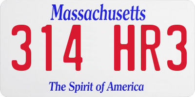 MA license plate 314HR3