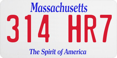MA license plate 314HR7