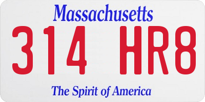 MA license plate 314HR8