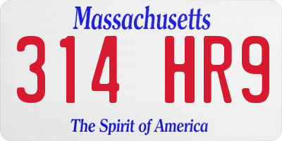 MA license plate 314HR9