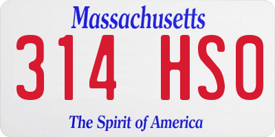 MA license plate 314HS0