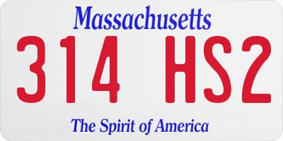 MA license plate 314HS2