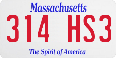 MA license plate 314HS3