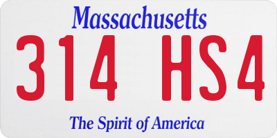 MA license plate 314HS4