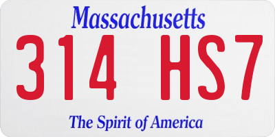 MA license plate 314HS7