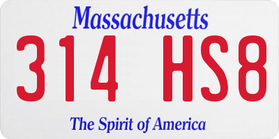 MA license plate 314HS8