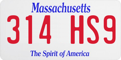 MA license plate 314HS9