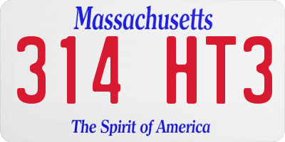 MA license plate 314HT3