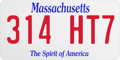 MA license plate 314HT7