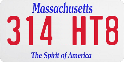 MA license plate 314HT8