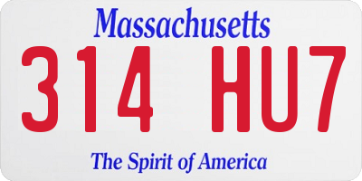 MA license plate 314HU7