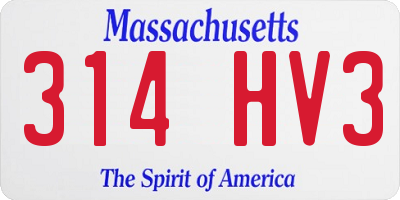 MA license plate 314HV3