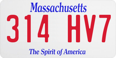 MA license plate 314HV7