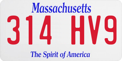 MA license plate 314HV9