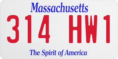MA license plate 314HW1
