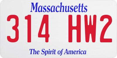 MA license plate 314HW2